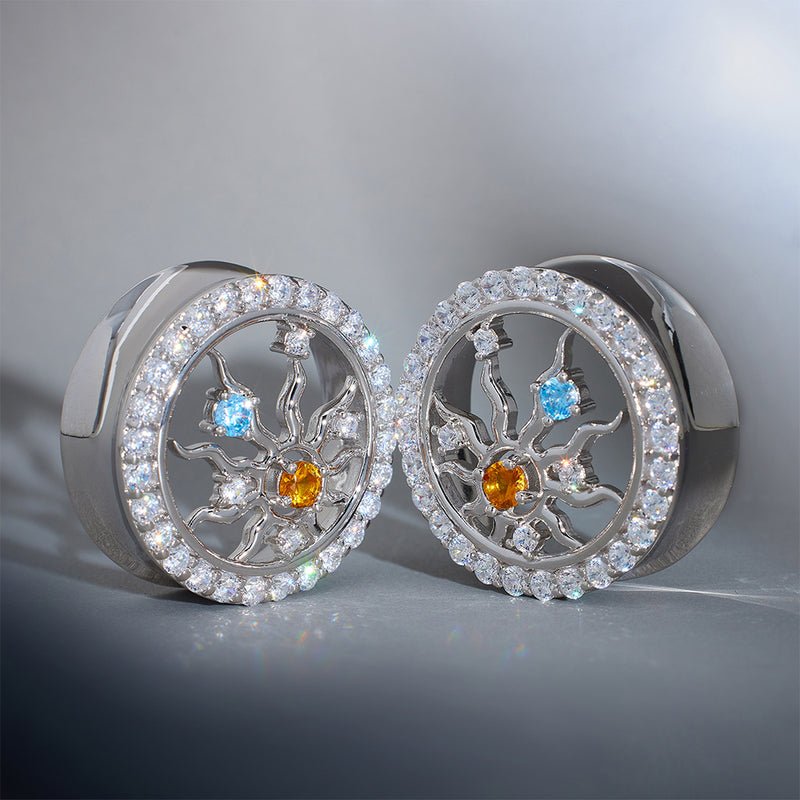 Radiance of Life Moissanite 14K Ear Gauge Tunnel (2Pcs) - AKAK BODYJEWELRY - ear - tunnel