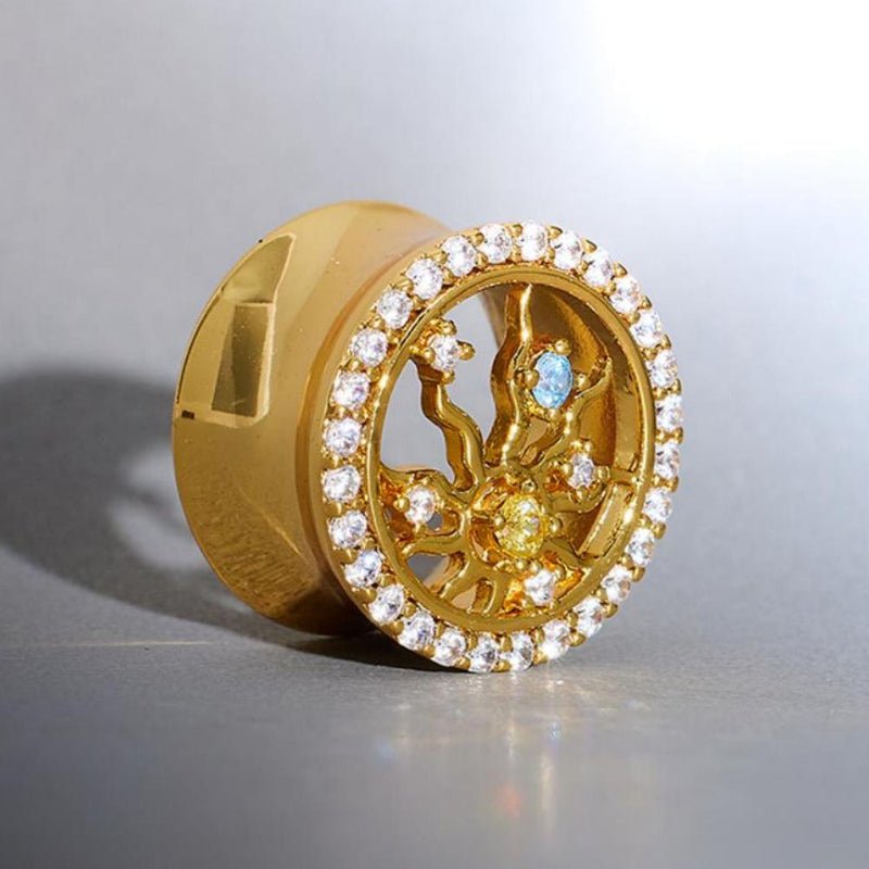 Radiance of Life Zircon 14K Ear Gauge Tunnel (2Pcs) - AKAK BODYJEWELRY - ear - tunnel