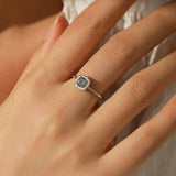 S925 Silver 0.5ct Gray Moissanite Halo Ring - AKAK BODYJEWELRY - Ring