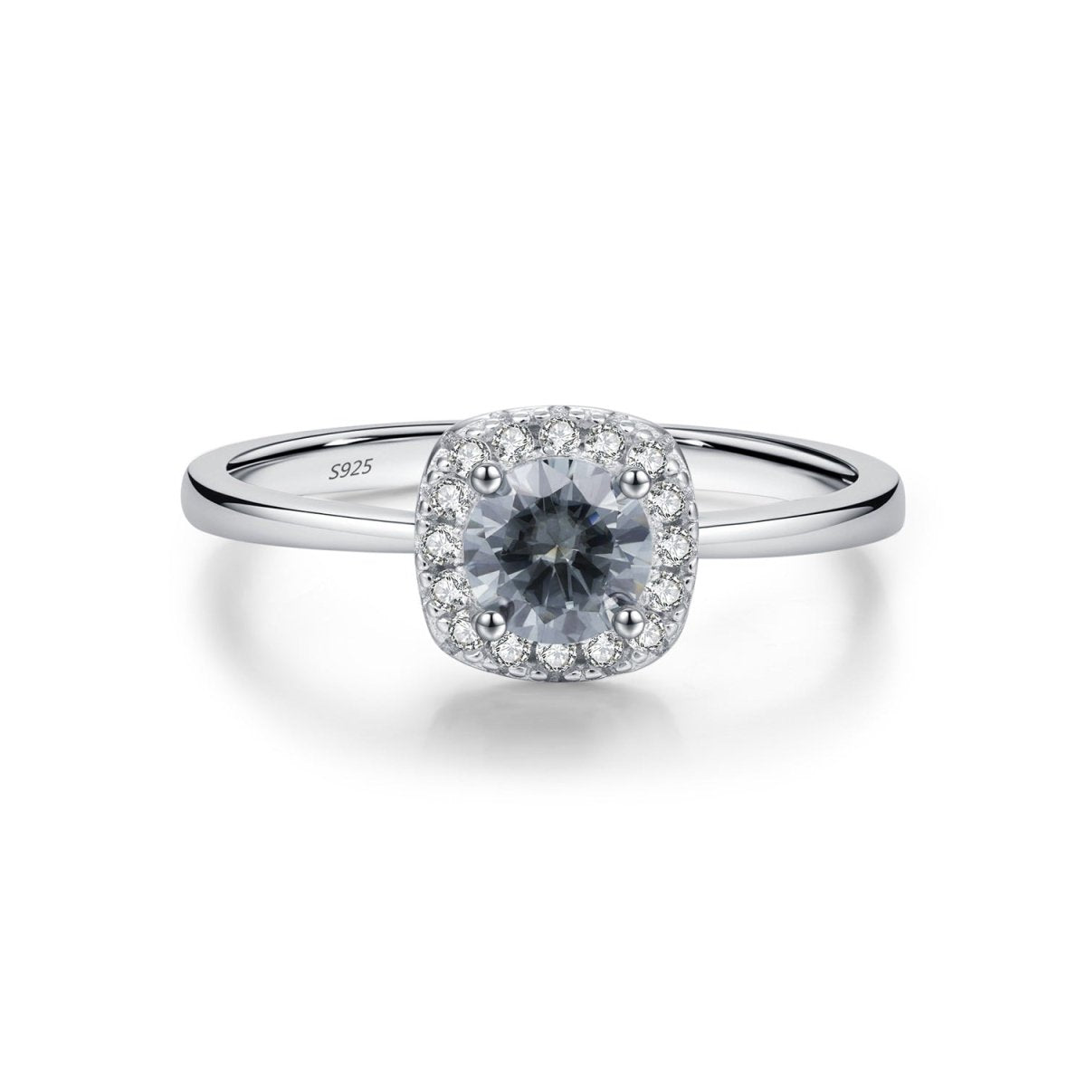 S925 Silver 0.5ct Gray Moissanite Halo Ring - AKAK BODYJEWELRY - Ring