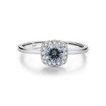 S925 Silver 0.5ct Gray Moissanite Halo Ring - AKAK BODYJEWELRY - Ring