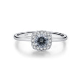 S925 Silver 0.5ct Gray Moissanite Halo Ring - AKAK BODYJEWELRY - Ring