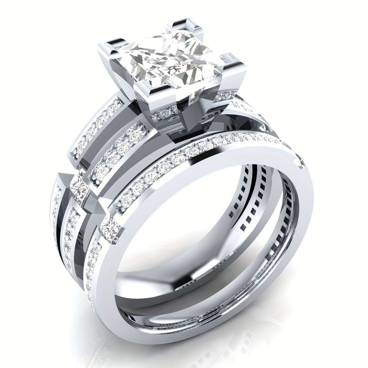 S925 Silver 2.5 Carat Triple Row Moissanite Ring - AKAK BODYJEWELRY - ear - tunnel