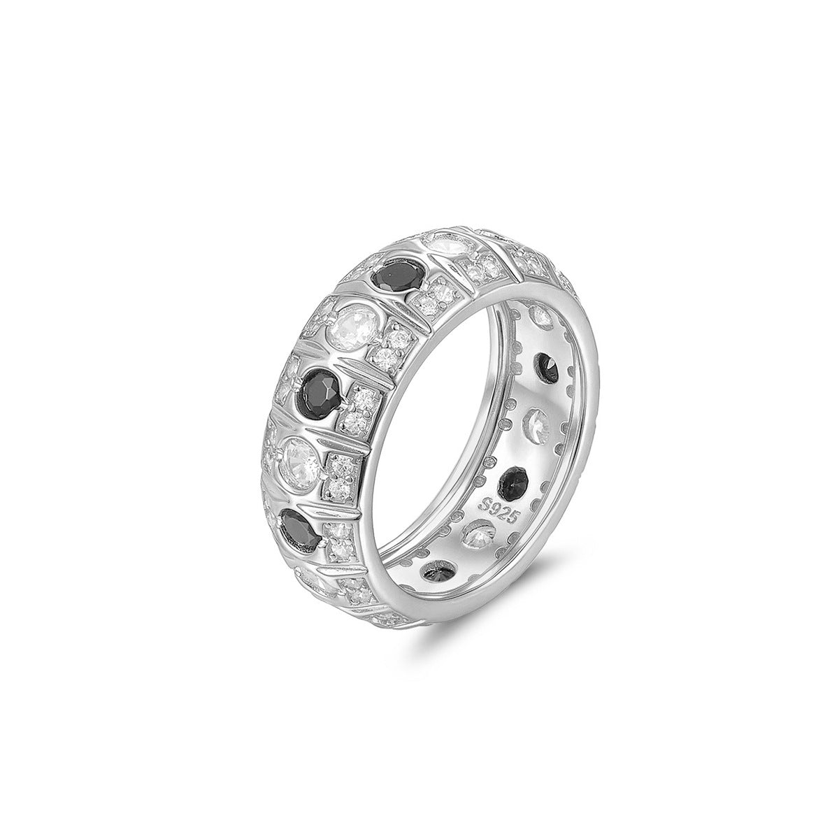 S925 Silver Black & White Moissanite Ring - AKAK BODYJEWELRY - ear - tunnel