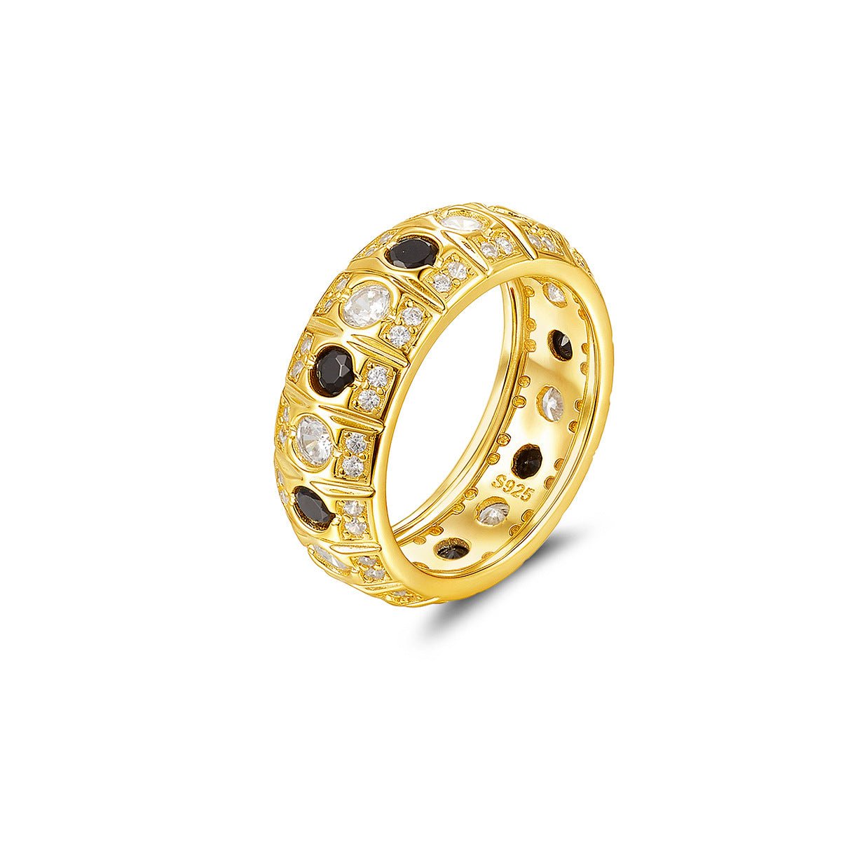 S925 Silver Black & White Moissanite Ring - AKAK BODYJEWELRY - ear - tunnel