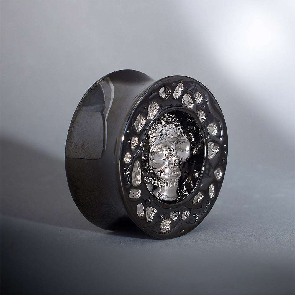 S925 Silver Celestial Skull Ear Plug（2pcs） - AKAK BODYJEWELRY - ear - tunnel