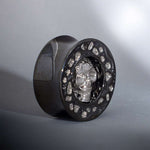 S925 Silver Celestial Skull Ear Plug（2pcs） - AKAK BODYJEWELRY - ear - tunnel