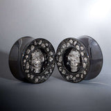 S925 Silver Celestial Skull Ear Plug（2pcs） - AKAK BODYJEWELRY - ear - tunnel