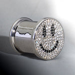 S925 Silver Luxury Paved Smiley Zircon Ear Plug（2pcs） - AKAK BODYJEWELRY - ear - tunnel
