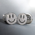 S925 Silver Luxury Paved Smiley Zircon Ear Plug（2pcs） - AKAK BODYJEWELRY - ear - tunnel