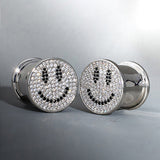 S925 Silver Luxury Paved Smiley Zircon Ear Plug（2pcs） - AKAK BODYJEWELRY - ear - tunnel