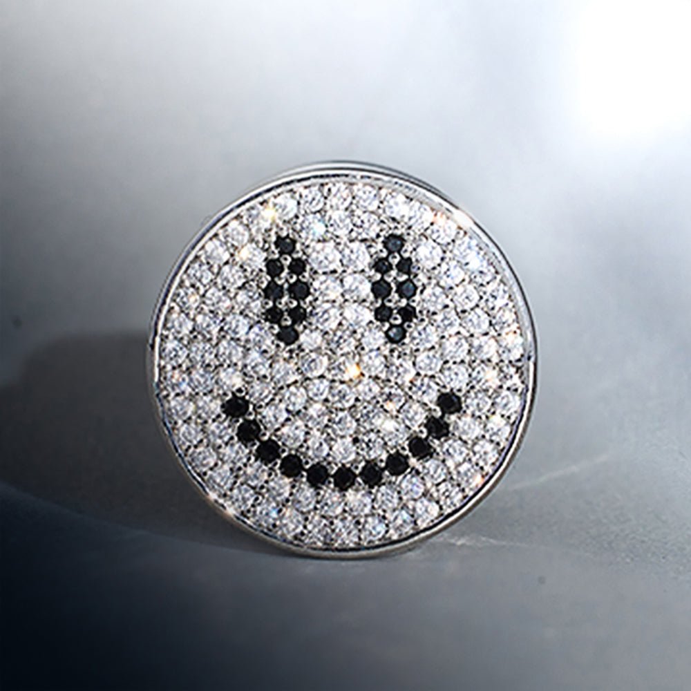 S925 Silver Luxury Paved Smiley Zircon Ear Plug（2pcs） - AKAK BODYJEWELRY - ear - tunnel