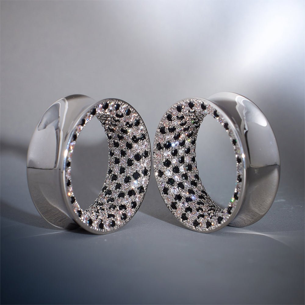 S925 Silver Moissanite Checkerboard Tunnel (2Pcs) - AKAK BODYJEWELRY - ear - tunnel