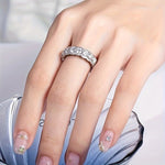 S925 Silver Moissanite Eternity Halo Ring - AKAK BODYJEWELRY - ear - tunnel
