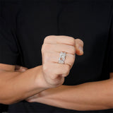 S925 Silver Moissanite Link Pavé Ring - AKAK BODYJEWELRY - ear - tunnel