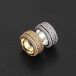 S925 Silver Spinning Moissanite Cuban Band Ring - AKAK BODYJEWELRY - Ring