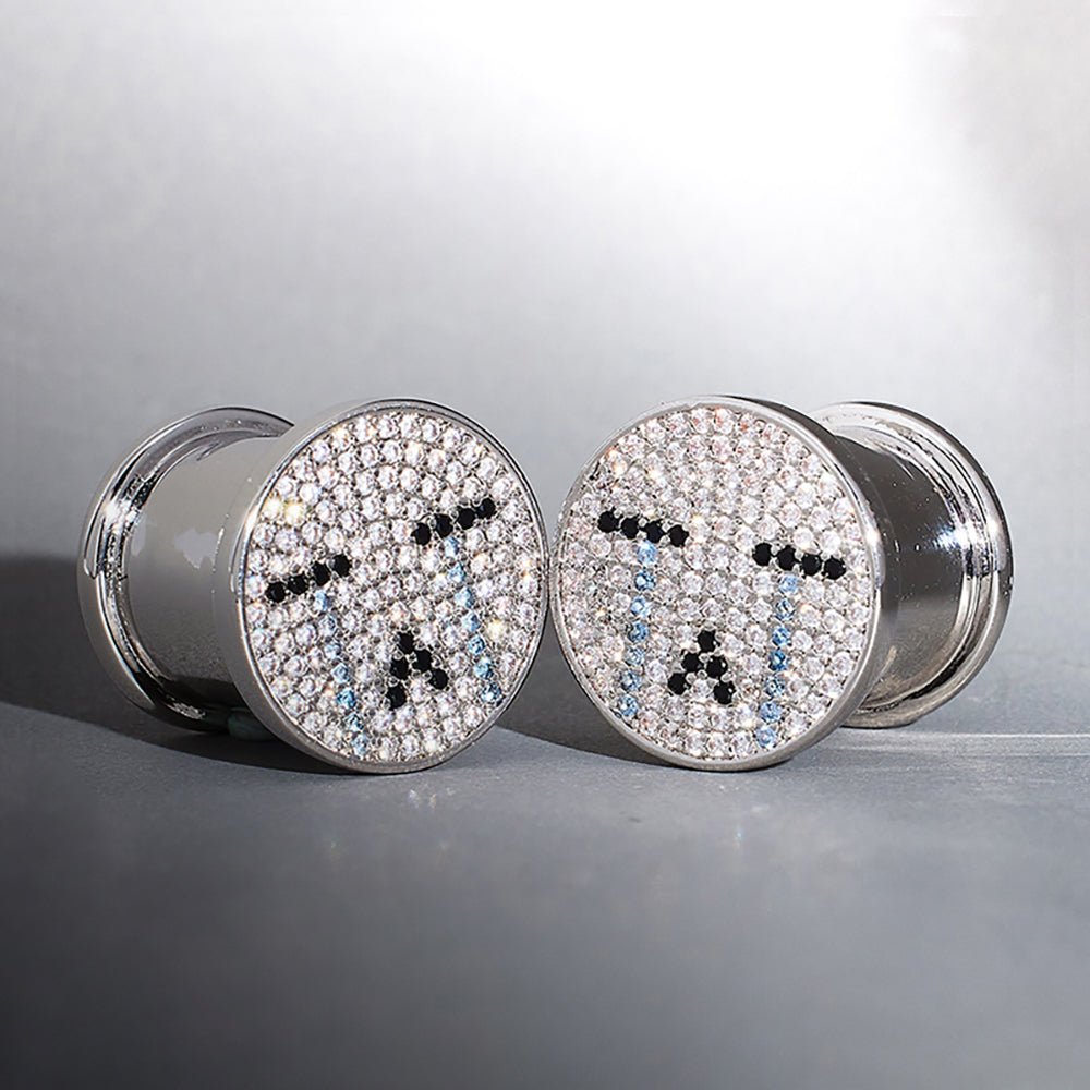 S925 Silver Tearlight Starry Zircon Ear Plug（2pcs） - AKAK BODYJEWELRY - ear - tunnel