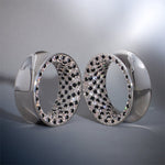 S925 Silver Zircon Checkerboard Tunnel (2Pcs) - AKAK BODYJEWELRY - ear - tunnel