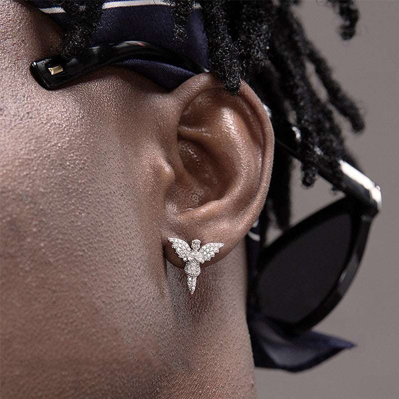 S925 Sterling Silver Angel Stud Earrings - AKAK BODYJEWELRY - ear - tunnel