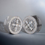 Sea View Lattice Moissanite 14K Ear Gauge Tunnel (2Pcs) - AKAK BODYJEWELRY - ear - tunnel