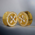 Sea View Lattice Zircon S925 Silver Ear Gauge Tunnel (2Pcs) - AKAK BODYJEWELRY - ear - tunnel
