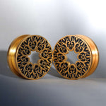 Stainless Steel Pattern Fiore Ear Piercing Ear Gauge Tunnels 2pcs - AKAK BODYJEWELRY - ear - tunnel