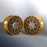 Stainless Steel Pattern Fiore Ear Piercing Ear Gauge Tunnels 2pcs - AKAK BODYJEWELRY - ear - tunnel