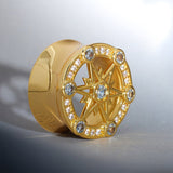 Starlight Shadow 14K Moissanite Ear Gauge Tunnel (2Pcs) - AKAK BODYJEWELRY - ear - tunnel