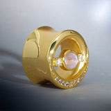 Starlight Zircon 14K Gold Ear Gauge Tunnel (2Pcs) - AKAK BODYJEWELRY - ear - tunnel