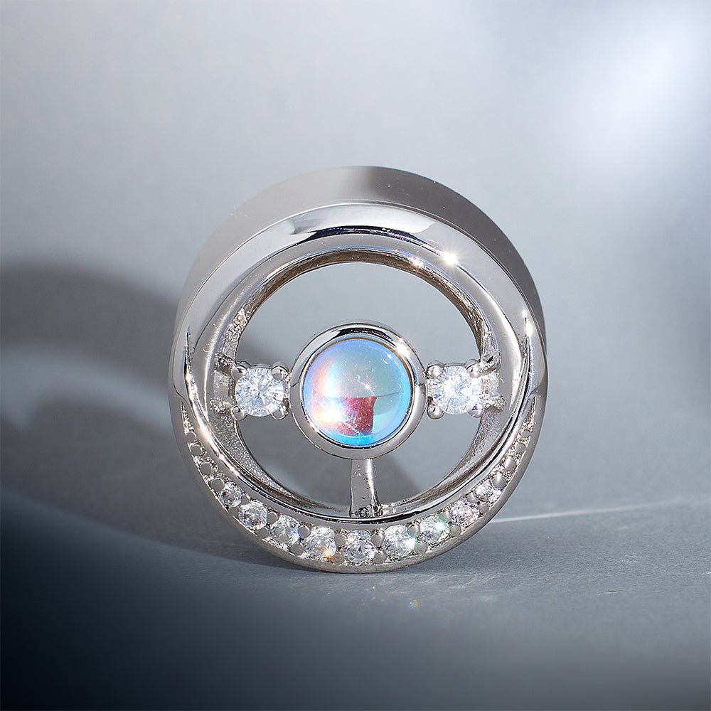 Starlight Zircon S925 Silver Ear Gauge Tunnel (2Pcs) - AKAK BODYJEWELRY - ear - tunnel