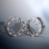 Strange Flower Moissanite 14K Ear Gauge Tunnel (2Pcs) - AKAK BODYJEWELRY - ear - tunnel