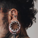Strange Flower Moissanite S925 Silver Ear Gauge Tunnel (2Pcs) - AKAK BODYJEWELRY - ear - tunnel