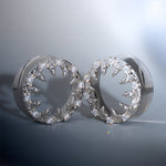Strange Flower Zircon S925 Silver Ear Gauge Tunnel (2Pcs) - AKAK BODYJEWELRY - ear - tunnel