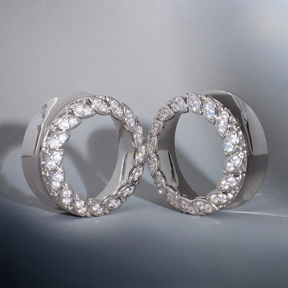 Straw Dream Moissanite S925 Silver Ear Gauge Tunnel (2Pcs) - AKAK BODYJEWELRY - ear - tunnel