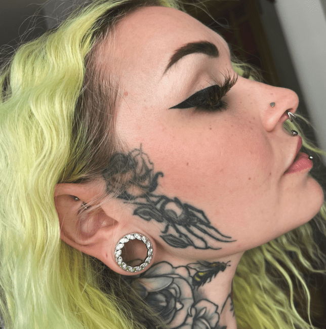 Straw Dream Zircon 14K Ear Gauge Tunnel (2Pcs) - AKAK BODYJEWELRY - ear - tunnel