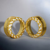 Straw Dream Zircon 14K Ear Gauge Tunnel (2Pcs) - AKAK BODYJEWELRY - ear - tunnel