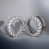 Straw Dream Zircon S925 Silver Ear Gauge Tunnel (2Pcs) - AKAK BODYJEWELRY - ear - tunnel