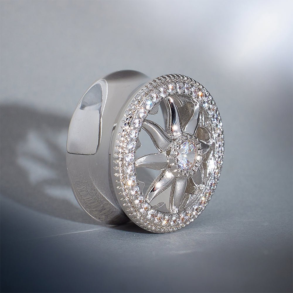 Sunrise Wreath Zircon 14K Ear Gauge Tunnel (2Pcs) - AKAK BODYJEWELRY - ear - tunnel