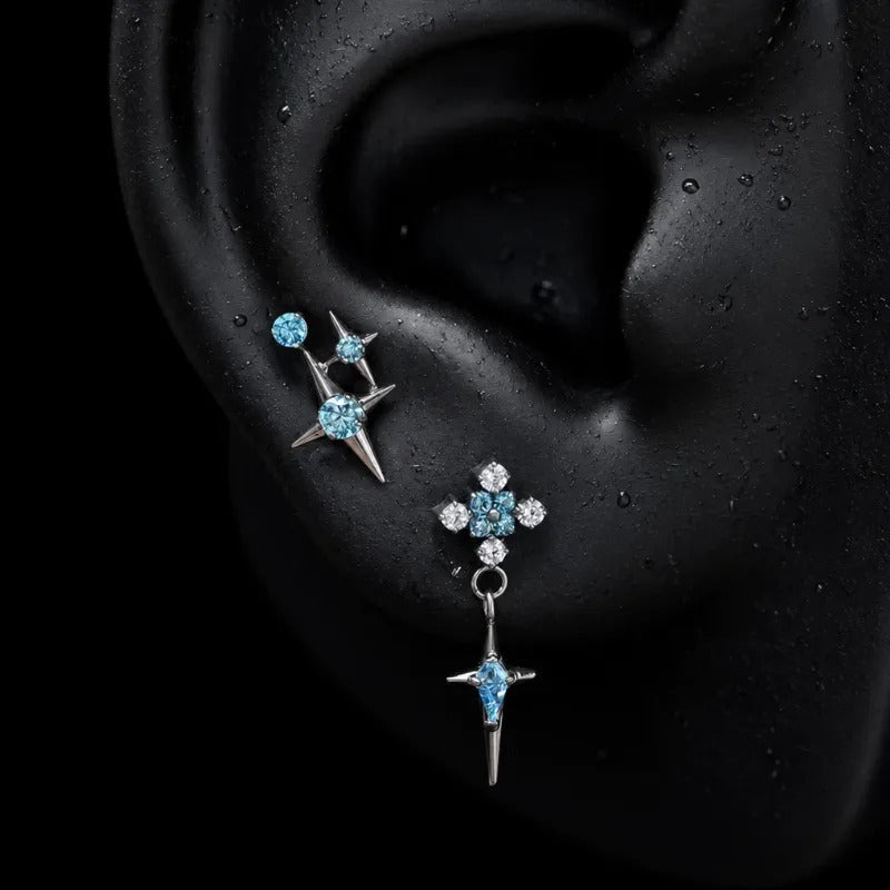 Titanium Blue CZ Geometric Spike Piercing Jewelry | 1PC - AKAK BODYJEWELRY-ear-tunnel
