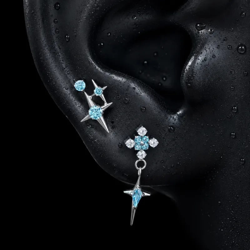 Titanium Blue CZ Geometric Spike Piercing Jewelry | 1PC - AKAK BODYJEWELRY-ear-tunnel