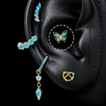 Titanium Blue CZ Romantic Statement Piercing Jewelry | 1PC - AKAK BODYJEWELRY-ear-tunnel