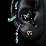Titanium Blue CZ Romantic Statement Piercing Jewelry | 1PC - AKAK BODYJEWELRY-ear-tunnel
