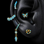 Titanium Blue CZ Romantic Statement Piercing Jewelry | 1PC - AKAK BODYJEWELRY-ear-tunnel