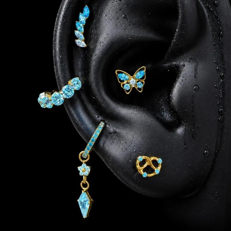Titanium Blue CZ Romantic Statement Piercing Jewelry | 1PC - AKAK BODYJEWELRY-ear-tunnel