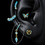 Titanium Blue CZ Romantic Statement Piercing Jewelry | 1PC - AKAK BODYJEWELRY-ear-tunnel