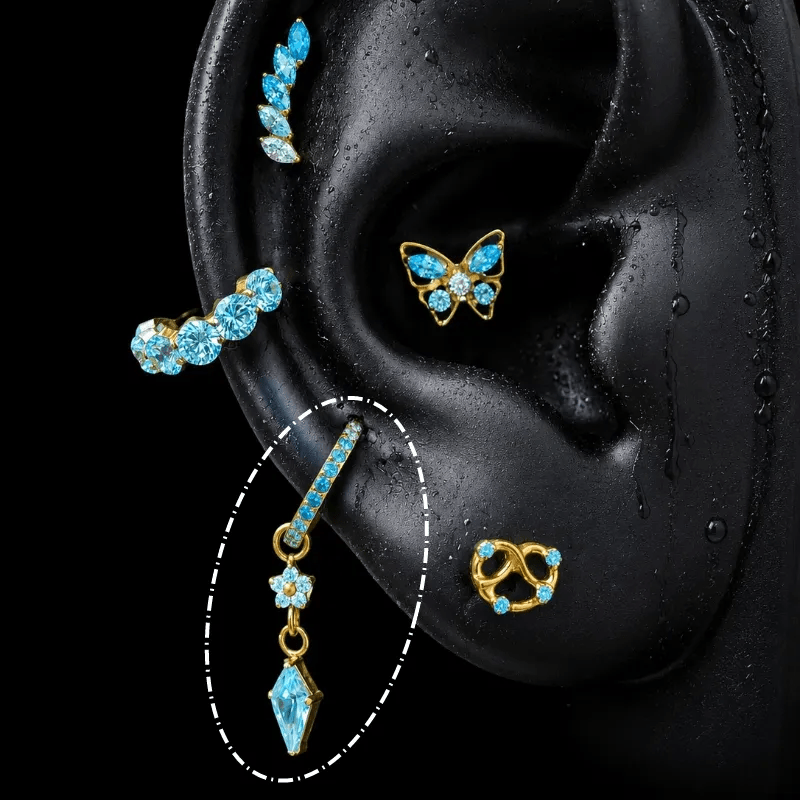 Titanium Blue CZ Romantic Statement Piercing Jewelry | 1PC - AKAK BODYJEWELRY-ear-tunnel