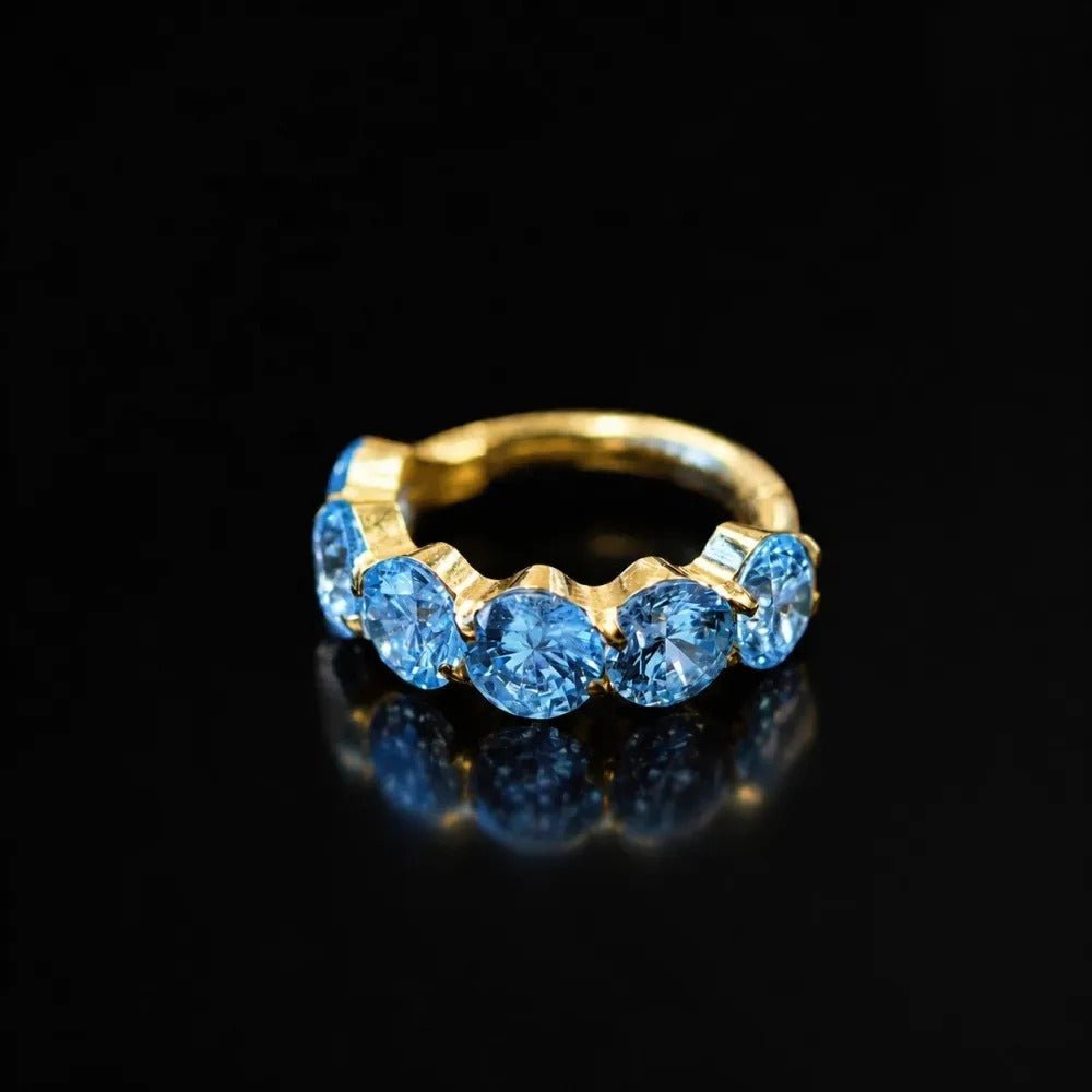 Titanium Blue CZ Romantic Statement Piercing Jewelry | 1PC - AKAK BODYJEWELRY-ear-tunnel