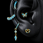 Titanium Blue CZ Romantic Statement Piercing Jewelry | 1PC - AKAK BODYJEWELRY-ear-tunnel