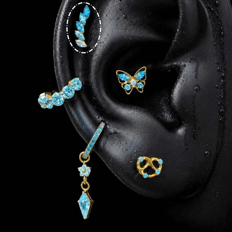 Titanium Blue CZ Romantic Statement Piercing Jewelry | 1PC - AKAK BODYJEWELRY-ear-tunnel