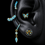 Titanium Blue CZ Romantic Statement Piercing Jewelry | 1PC - AKAK BODYJEWELRY-ear-tunnel